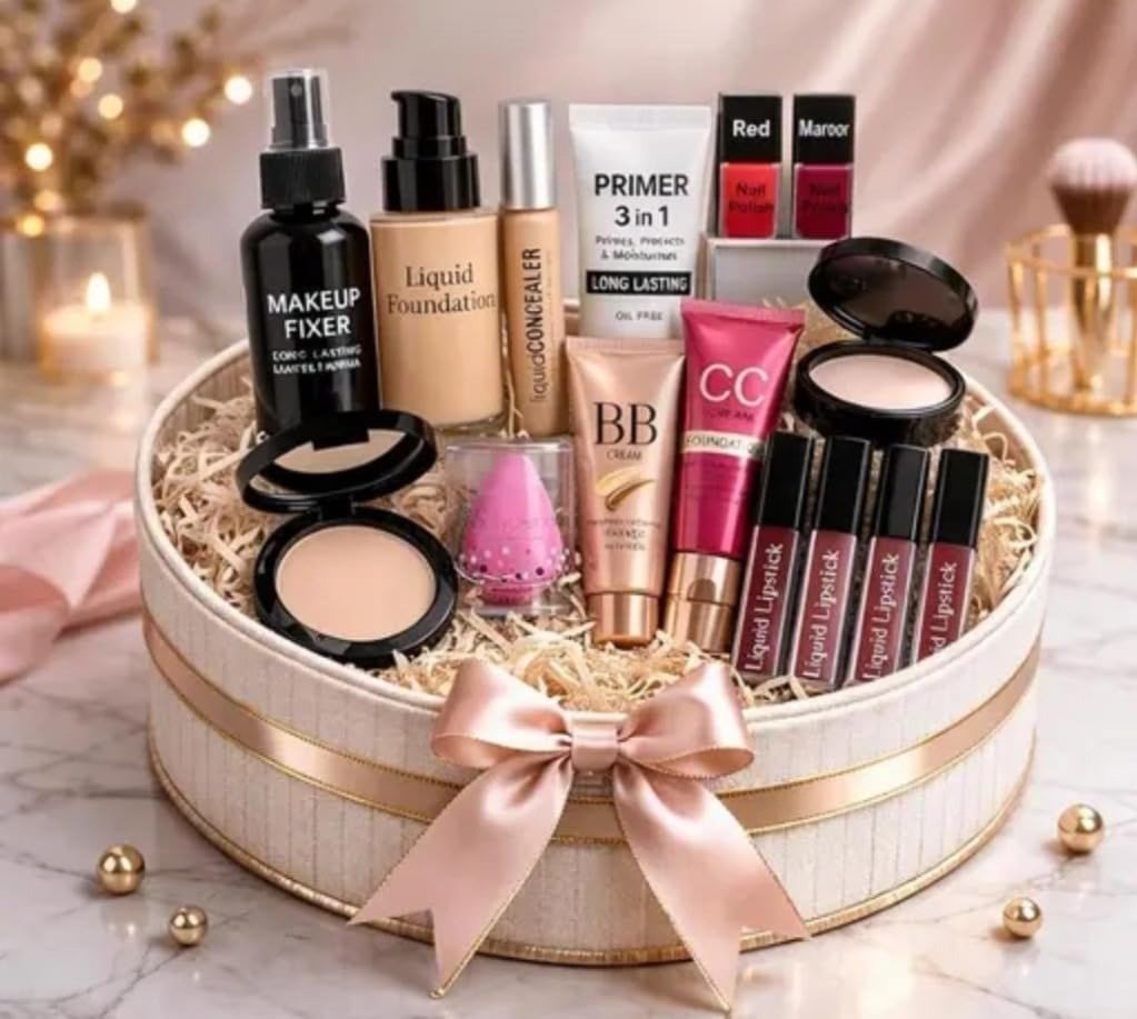 Premium Makeup Cosmetics Set – Lipstick, Foundation & Compact