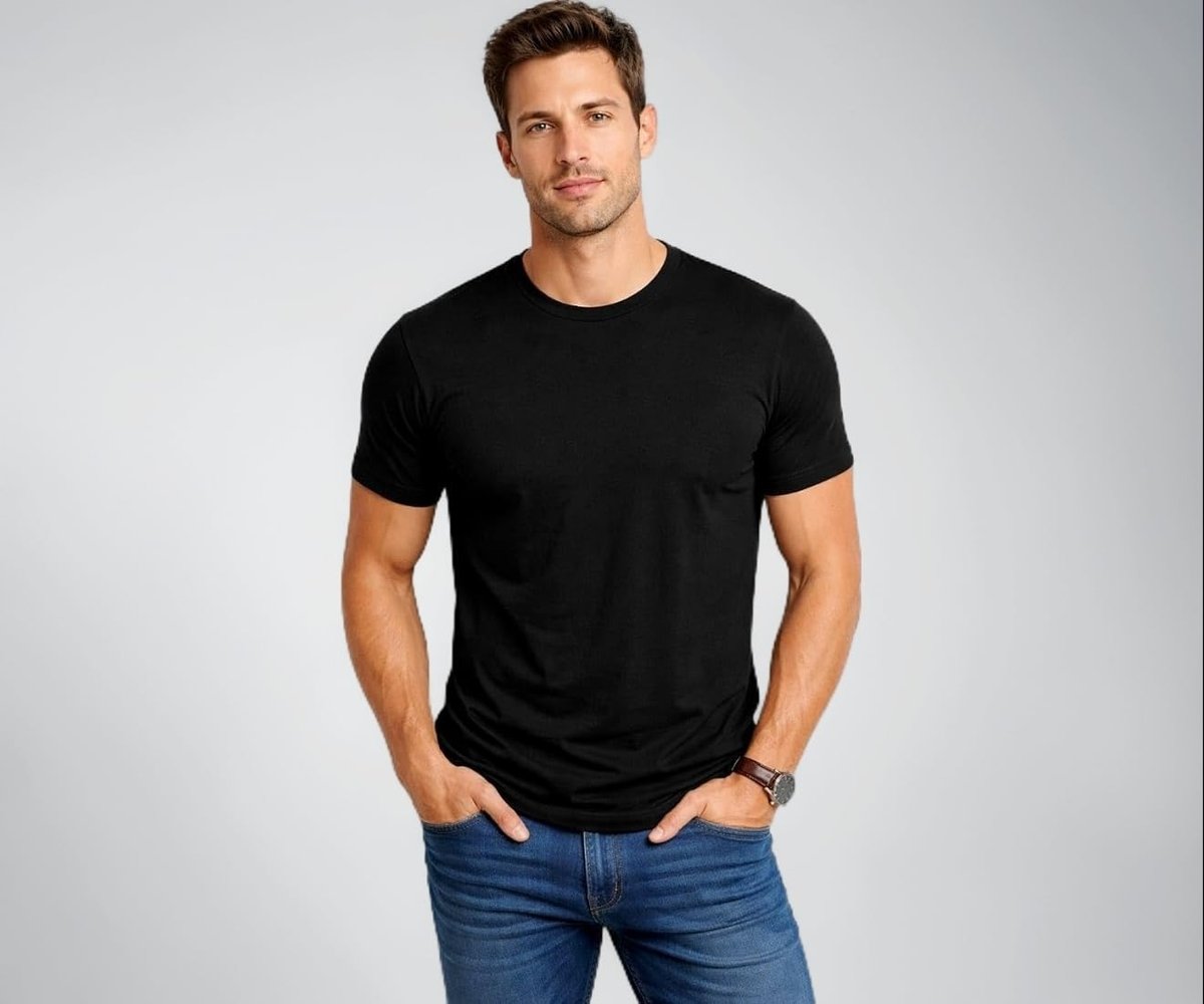 Men's Premium Cotton T-Shirt – Classic Black, Size L